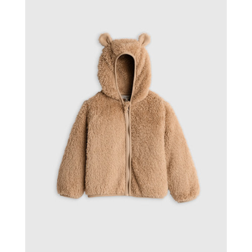 Recycled Sherpa Fleece Bear Jacket - Toddler in Teddy Brown