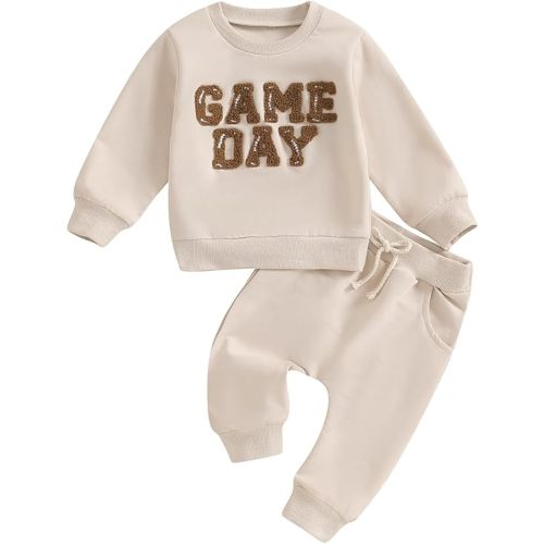 Kupretty Toddler Baby Boy Fall Winter Clothes Color Block Long Sleeve Sweatshirt Pullover Tops + Joggers Pants Outfit Set