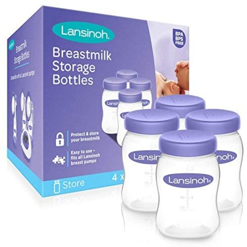 Lansinoh Breastmilk Storage Breast Pump Bottles, 4 Count