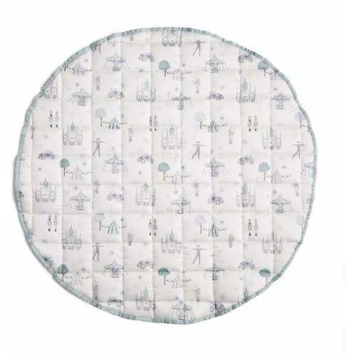 Adventures In Wonderland Print Round Play Mat, Aqua - Gooselings | Maisonette