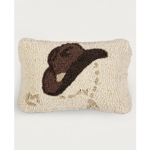 COWBOY HAT HOOKED SMALL LUMBAR PILLOW