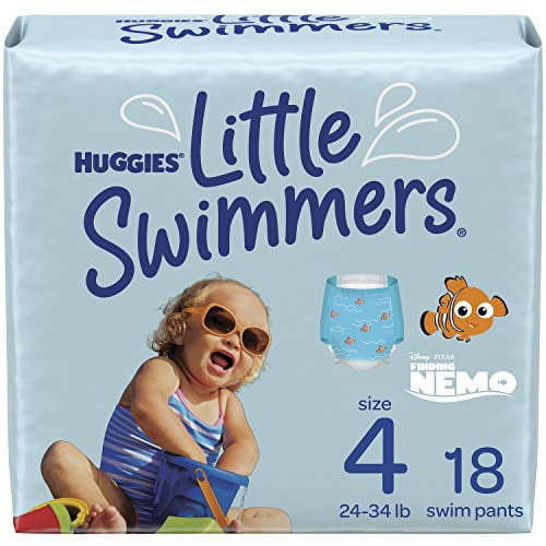 Huggies Little Swimmers Swim Diapers, Disposable, Size 4 Medium, 24-34 lbs, 18 Ct