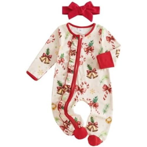 Kuriozud Newborn Baby Girl Clothes Footie Romper Infant Sleeper Outfit