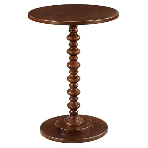 Convenience Concepts Palm Beach Spindle Table 17.75" - Traditional Round End Table for Living Room, Turned Solid Wood Side Table, Classic Display Pedestal Table, Espresso