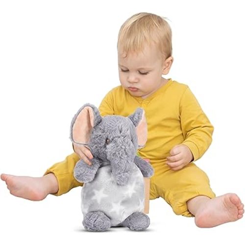 CHILDLIKE BEHAVIOR Elephant Stuffed Animals - Grey Plush Toy with Satin Lined Ears - Small Size, Ultra Soft, Washable - Perfect Cuddle Companion for Kids - Ideal for Baby Showers