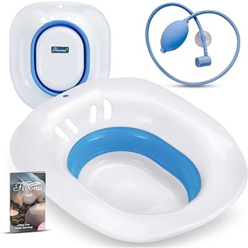 Sitz Bath for Hemorrhoids Soak and Postpartum Care | Toilet Seat | Bartholin Cyst Tub | at Home Soaking Procedures for Man and Detox Vaginal Steaming for Women with Massage Hand Flusher