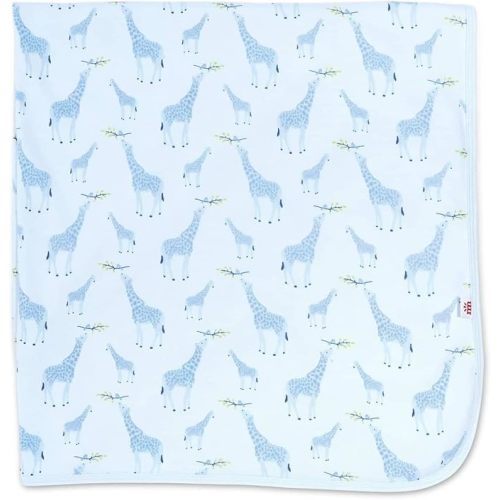 Magnetic Me Organic Cotton Soothing Swaddle Blanket | Super Soft Organic Cotton Fabric | Blue Jolie Giraffe | One Size