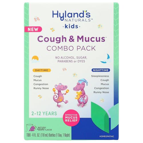 Hyland's Kids Cough Syrup and Mucus Relief Daytime and Nighttime Combo Pack, Kids Medicine for Ages 2-12, Grape Flavor, Promotes Sleep, Cough, Runny Nose, Mucus and Congestion, 8 Ounces