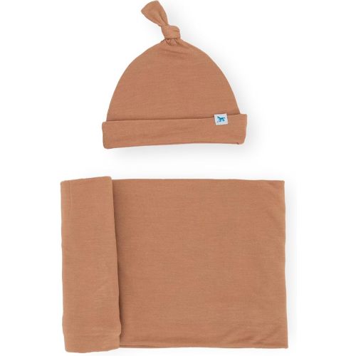 Little Unicorn Premium Stretch Knit Swaddle & Hat Set | Ultra-soft with optimal stretch for newborns | Giftable set (Terracotta)