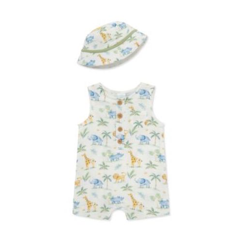 Baby Boys Jungle Romper and Hat Set