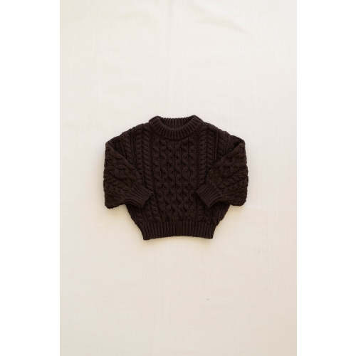 cable knit sweater - chocolate – New Grain Goods