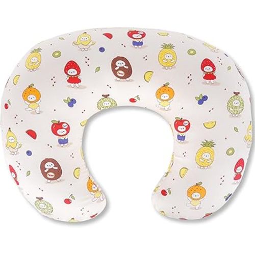 Ergonomic Nursing Pillow for Breastfeeding & Bottle Feeding, Breastfeeding Pillow to Reduce Back Neck Strain, Suitable for Breastfeeding Mom & Baby, Washable Cotton Cover(Fruit)