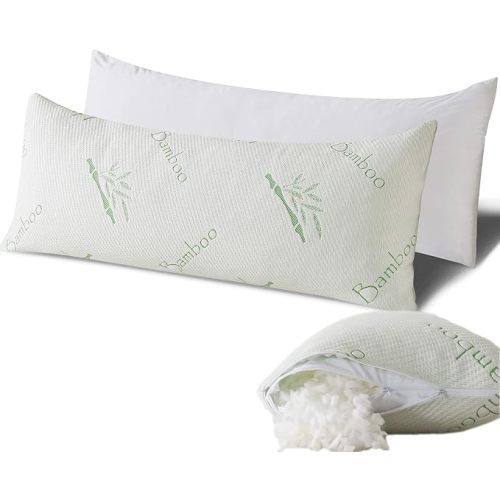 Full Body Pillow for Adults Shredded Memory Foam Long Pillow for Sleeping with Removable Bamboo Cover Firm Hug Pillows for Side and Back Sleepers 20x54