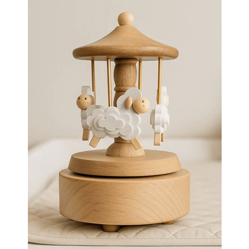 Heirloom Wooden Musical Carousel - Sheep