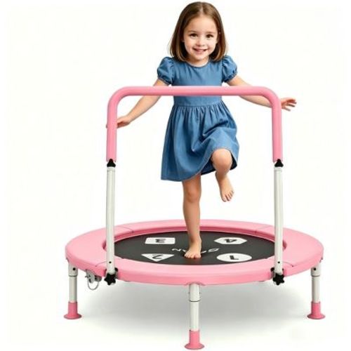 BCAN 36inch Toddler Trampoline for Kids Ages 1-6 Indoor Outdoor Folding Small Rebounder Trampoline with Foam Handle Safety Padded Cover