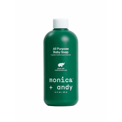 Monica + Andy Fragrance Free All Purpose Baby Soap, Castile-Based Cleanser for Sensitive Infant Skin, Home & Hands, 16 fl oz