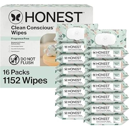The Honest Company Clean Conscious Multi-Use Baby Wipes for Sensitive Skin, Fragrance Free, Geo Mood, 1152 Count