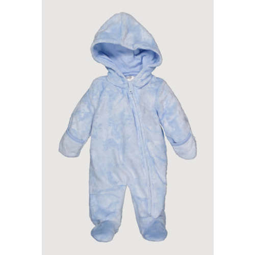 Baby Boys 0-9M Hooded Patterned Plush Footed Jumpsuit