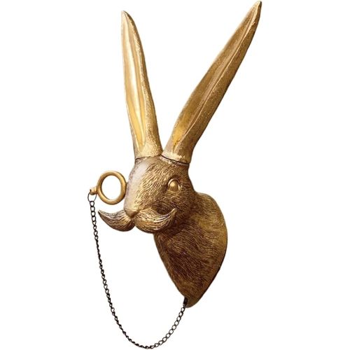 GUASDIE Animal Heads Wall Decor, Faux Deer & Rabbit Heads, Resin Animal Wall Hanging Decoration for Living Room, Bedroom & Kitchen Gift