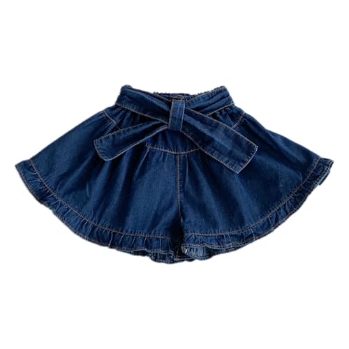 Girls Jean Shorts Kids 2 Layers Ruffles Denim Skirt Shorts | Little girls Double ruffles jean shorts with pocket,fashion girls denim shorts for 2-8 Years