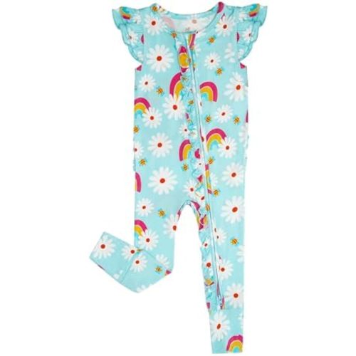 Bamboo Viscose Baby Girls Cap Sleeve Romper Zipper Jumpsuit