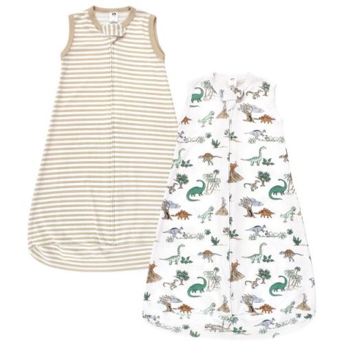 Hudson Baby Cotton Long-Sleeve Wearable Sleeping Bag, Sack, Blanket, Boy Dino World Sleeveless, 18-24 Months