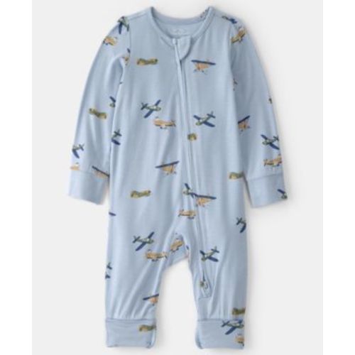 Baby Boys' Plane Print 2-Way Zip Sleep and Play Pajama