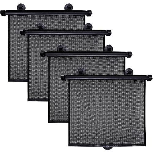 EcoNour Car Side Window Sun Shade (2 Pack) | Retractable Roller Sunshade for Kids | Baby Car Window Shades for UV and Sun Glare Protection | Baby Travel Accessories (15"x17")