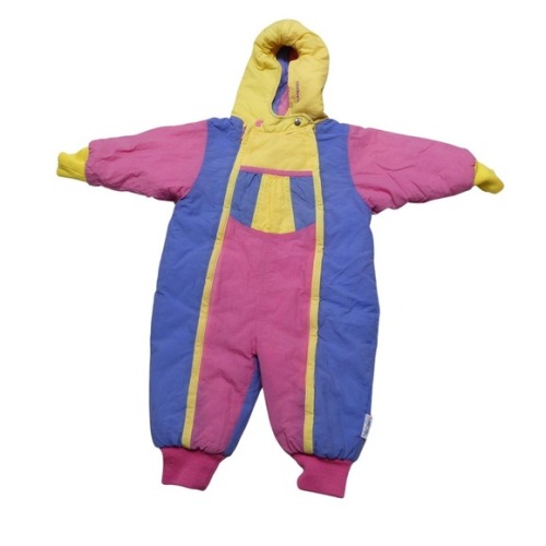 Vintage Gymboree Snowsuit Baby Girls Newborn Multicolor Hooded Puffer Winter