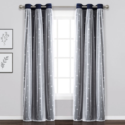 Lush Decor Star Sheer Insulated Grommet Blackout Window Curtain Panel & Reviews | Wayfair