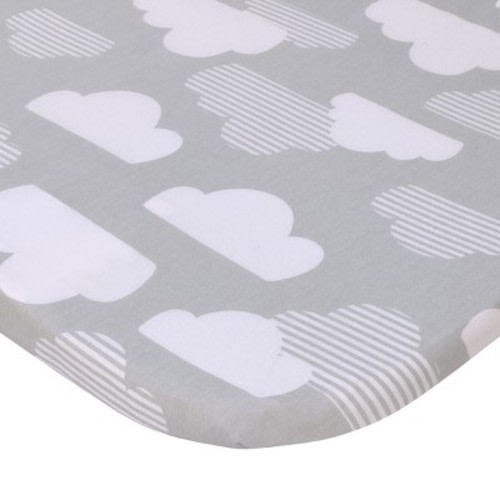 NoJo Skip Hop Cozy-Up 2-in-1 Bedside Sleeper Grey and White Clouds 100% Cotton Fitted Bassinet Sheet