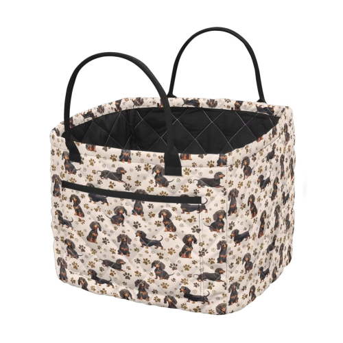 Pzuqiu Dachshund Print Quilted Laundry Basket with Handles Foldable Large Capacity Fabric Storage Hamper Lightweight Easy-Clean Organizer for Bedroom Nursery Bathroom Dorm