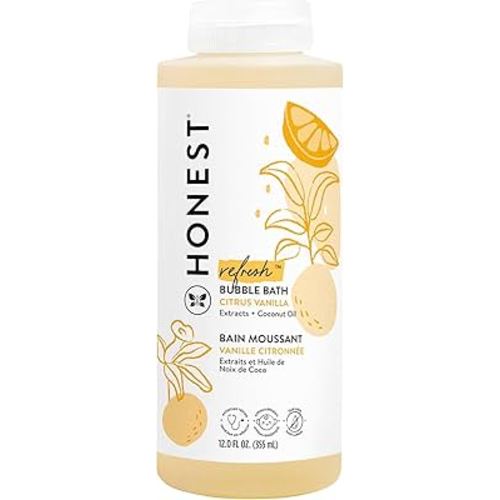 The Honest Company Foaming Bubble Bath | Gentle for Baby | Naturally Derived, Tear-free, Hypoallergenic | Citrus Vanilla Refresh, 12 fl oz