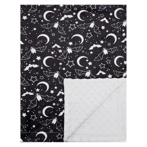 Baby Blanket for Boys Girls Super Soft Double Layer Minky with Dotted Backing Cute Cow Crib Receiving Blanket Bed Throws for Newborns Nursery Stroller Toddler 30 x 40 Inch (Halloween Bat)