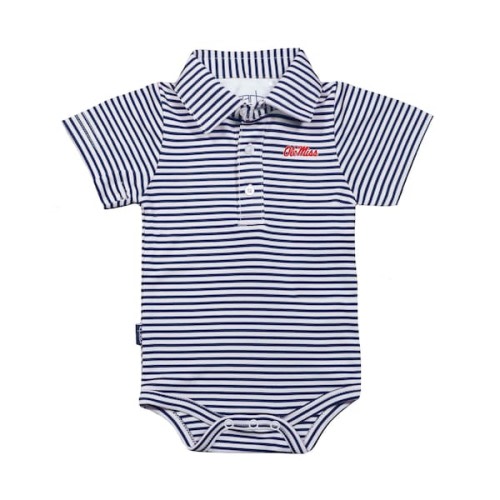 Infant Garb Navy/White Ole Miss Rebels Carson Polo Bodysuit