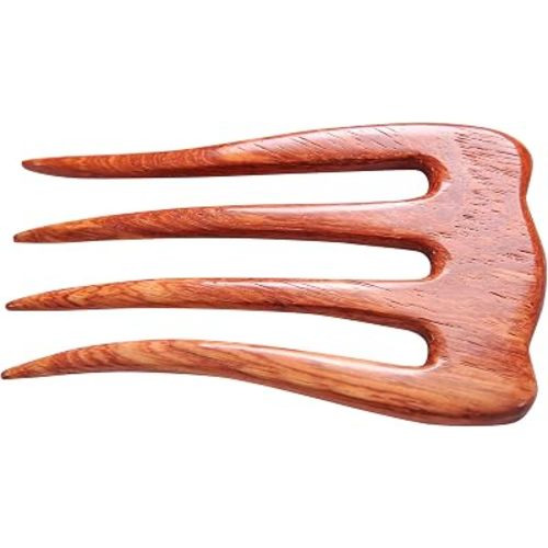 MaryCrafts Wooden Rosy Simple Hair Comb, Hair Pin, 4 Prongs Hair Fork, Hair Accessory Handmade 5"