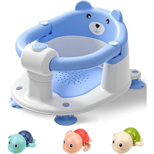Baby Bath Seat for Babies 6 Months & up, Non-Slip Toddler Bath Seats for Babies Sitting Up, Safe Infant & Newborn Bathtub Chair with 4 Suction Cups & Soft Cushion for Shower