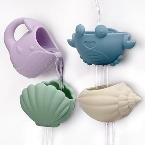 haakaa Tidal Tribe Waterfall Bath Toy Set - Mold Free Food Grade Silicone Bathtub Pouring Toys for Toddler 1-3, BPA-Free Bath Tub Toys for Babies & Infant 6-12 Months