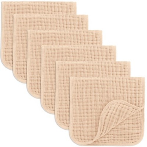 Muslin Burp Cloths Large 100% Cotton by Comfy Cubs - Cream, Pack of 6