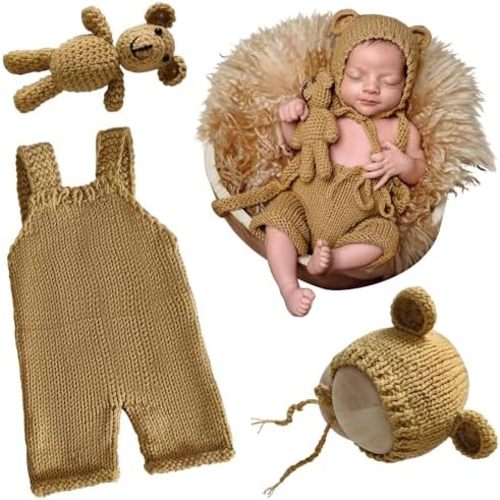 M&G House Newborn Photography Outfits Baby Crochet Knitted Photoshoot Props Animal Costume Set