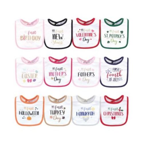 Treasure 12 Pack Holiday Interlock Bibs for Mealtimes