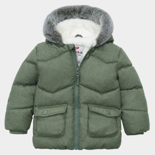 Rokka&Rolla Infant Boys' Puffer Coat Baby Hooded Winter Jacket-Pine Green, size 6-9 Months