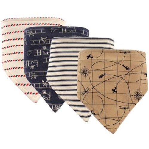 Hudson Baby Infant Boy Cotton Bandana Bibs 4pk, Airplane, One Size