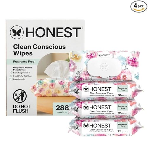 The Honest Company Hypoallergenic Multi-Use Baby Wipes for Sensitive Skin, Rose Blossom, 288 Count