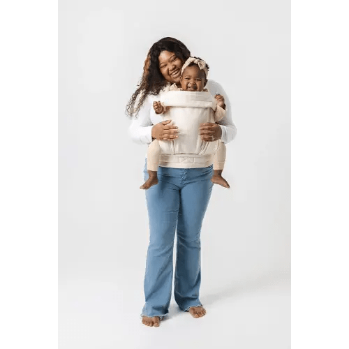 Mabē Monarch Ergonomic Baby Carrier – Premium Cotton Soft Structured Newborn to Toddler Carrier with Hip-Healthy Design, 3 Carry Positions (7-35lbs), Lightweight & Breathable, (Ivory)