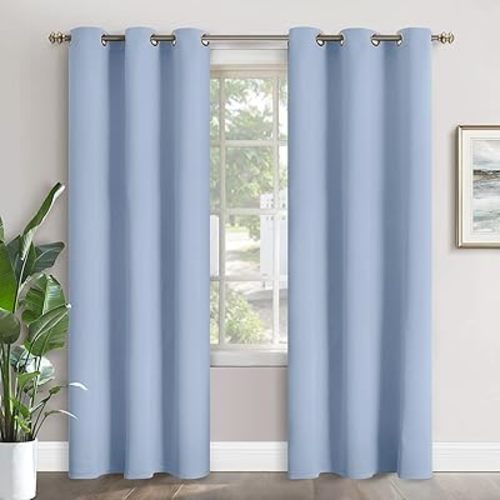YoungsTex Room Darkening Curtains, Baby Blue, 84 Inches Length, 42 x 84 Inch