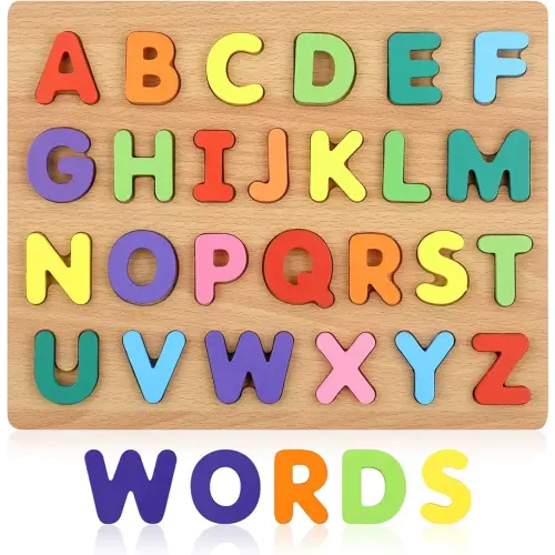Alphabet Puzzle, Wooden Puzzles for Toddlers 3 4 5 Year Old, ABC Letter Puzzle, Educational Learning Toys for Kids Girls Boys Preschool Activities
