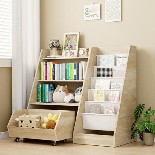 COZPAW Kids Bookshelf and Toy Storage, 4 Tier Toddler Bookshelf with Movable Drawer 5 Sling Pockets, Montessori Book Shelf for Kids Room, Playroom, Nursery (Oak) - TikTok Shop