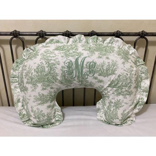 Toile Nursing Pillow Cover with Ruffle: Blue, Pink, Green, Lavender