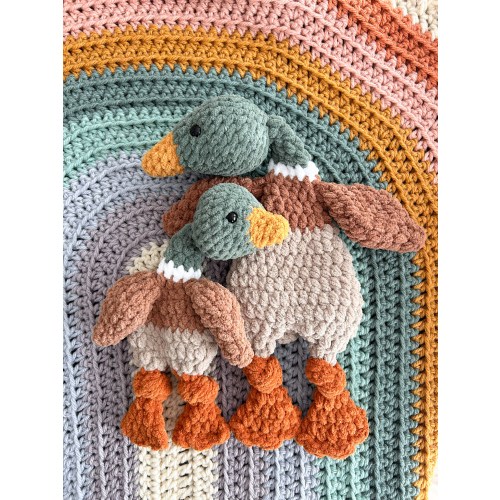 Crochet Mallard Lovey, *Three Sizes*, Heirloom Stuffed Animal, Amigurumi Mallard Duck, Duck Stuffey Lovey